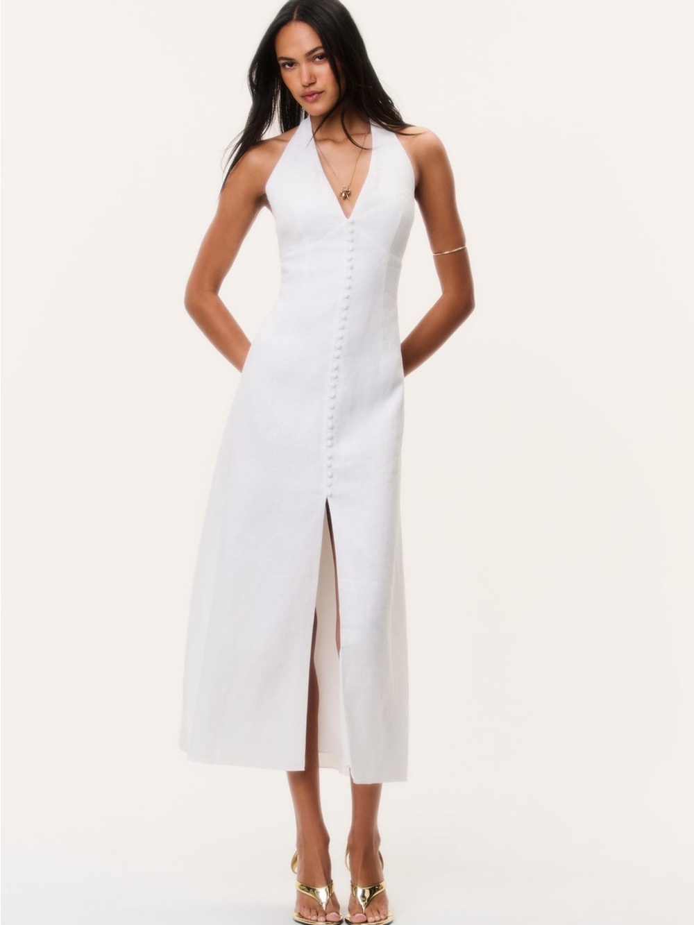 LoveShackFancy lovis linen halter maxi dress